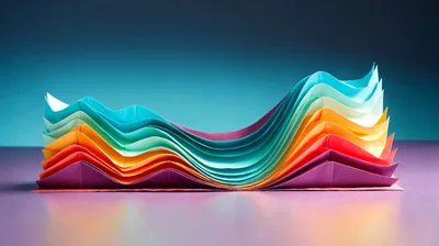 Colorful Paper Layers Arranged In Wavy Abstract Patterns
