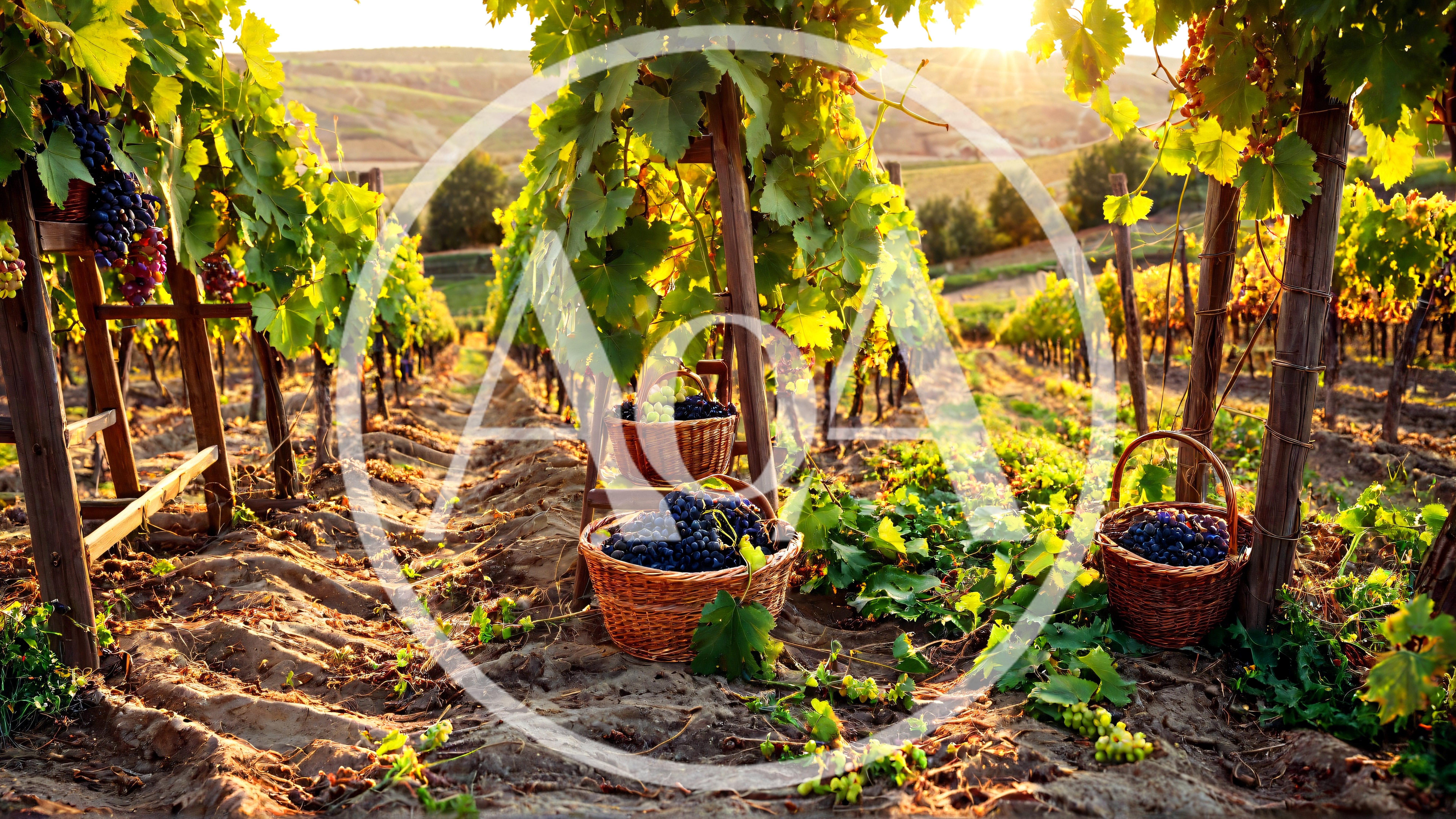 Harvesting Ripe Purple Grapes In A Sunny Vineyard