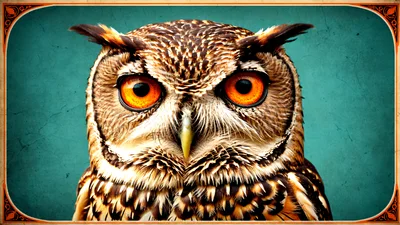 Close Up Portrait Of A Great Horned Owl