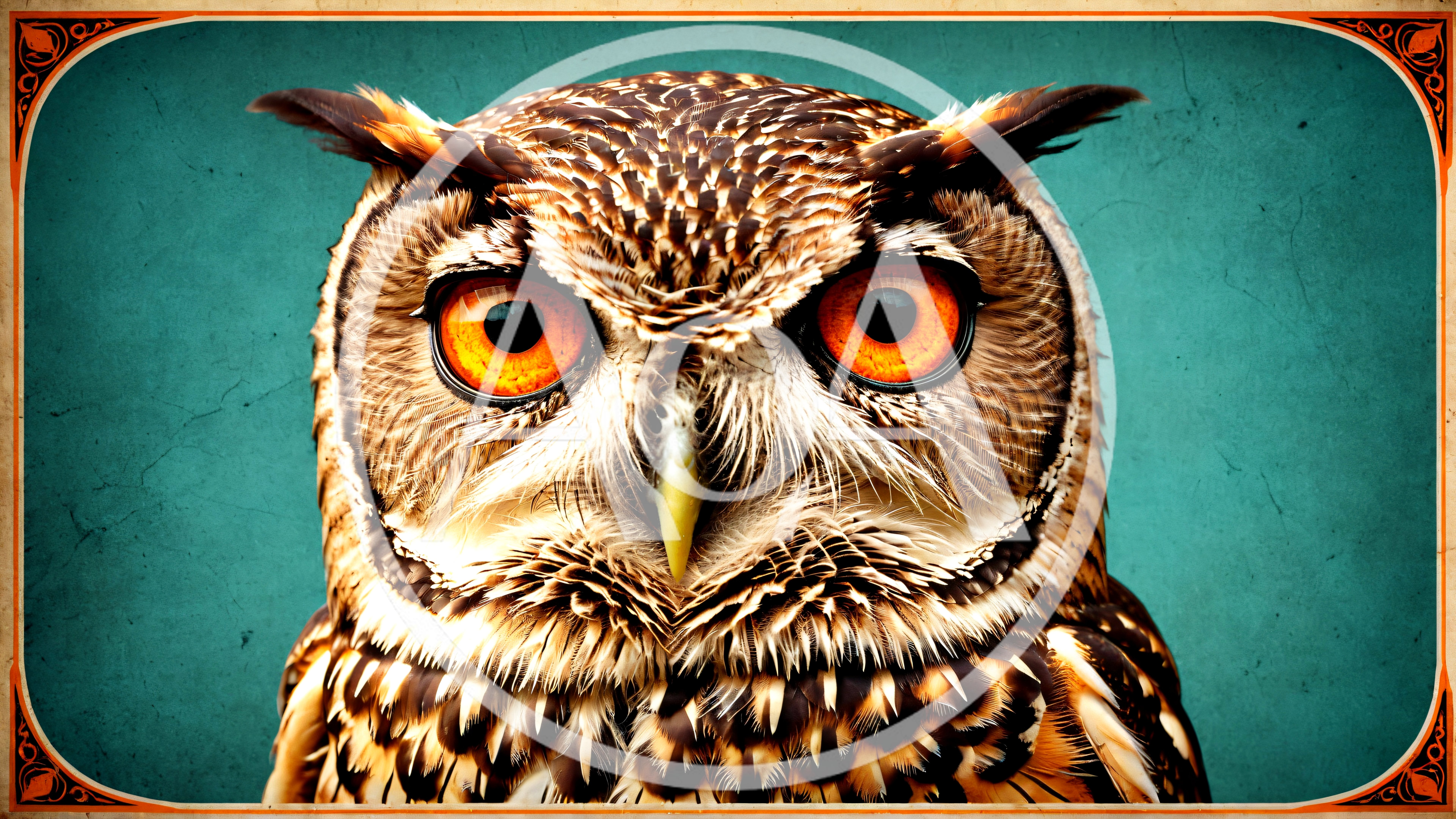 Close Up Portrait Of A Great Horned Owl