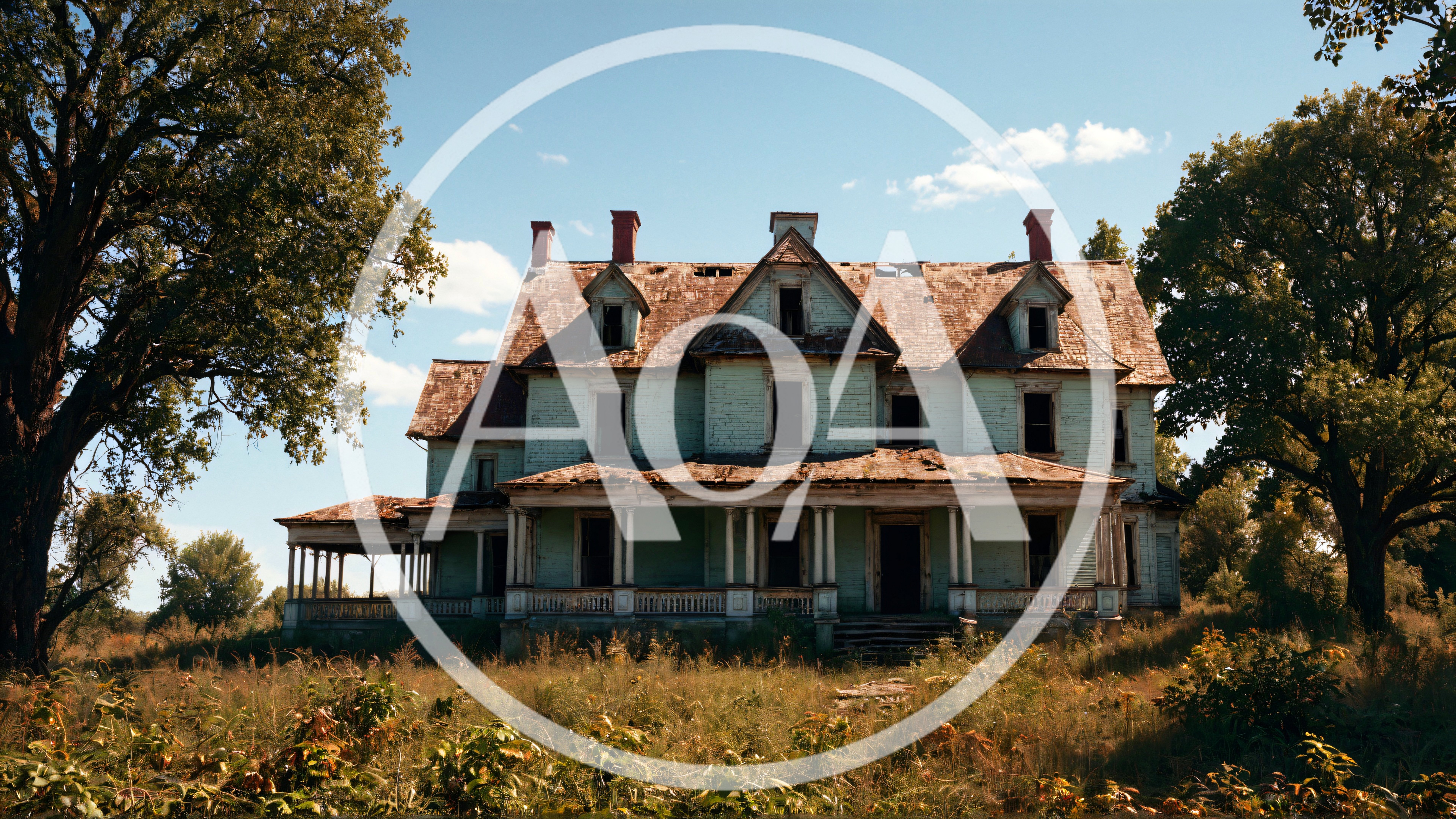 Abandoned Victorian Farmhouse In A Rural Field
