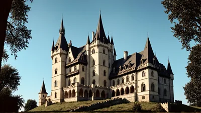 Majestic Medieval Castle Architecture On A Grassy Hill