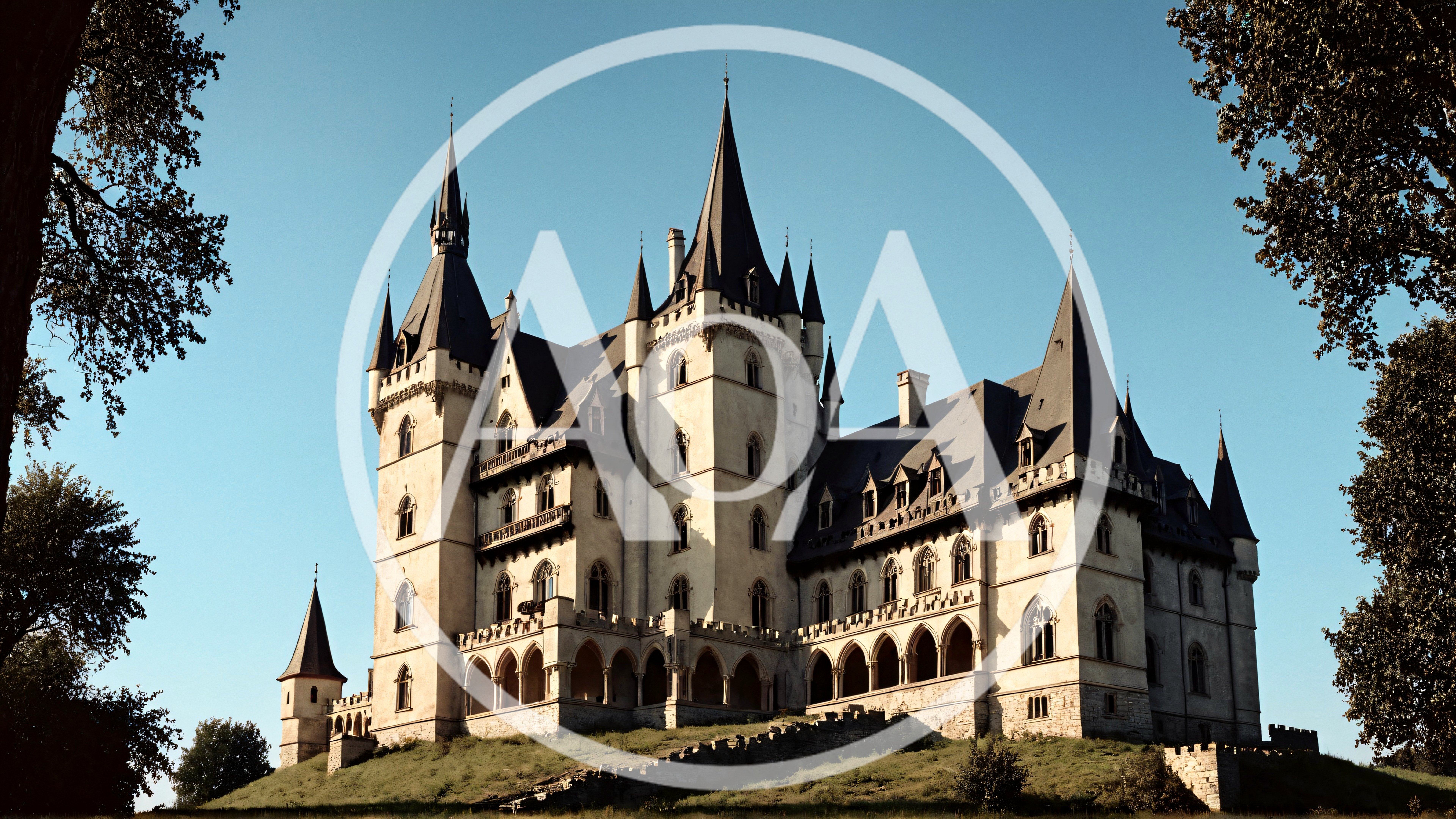 Majestic Medieval Castle Architecture On A Grassy Hill