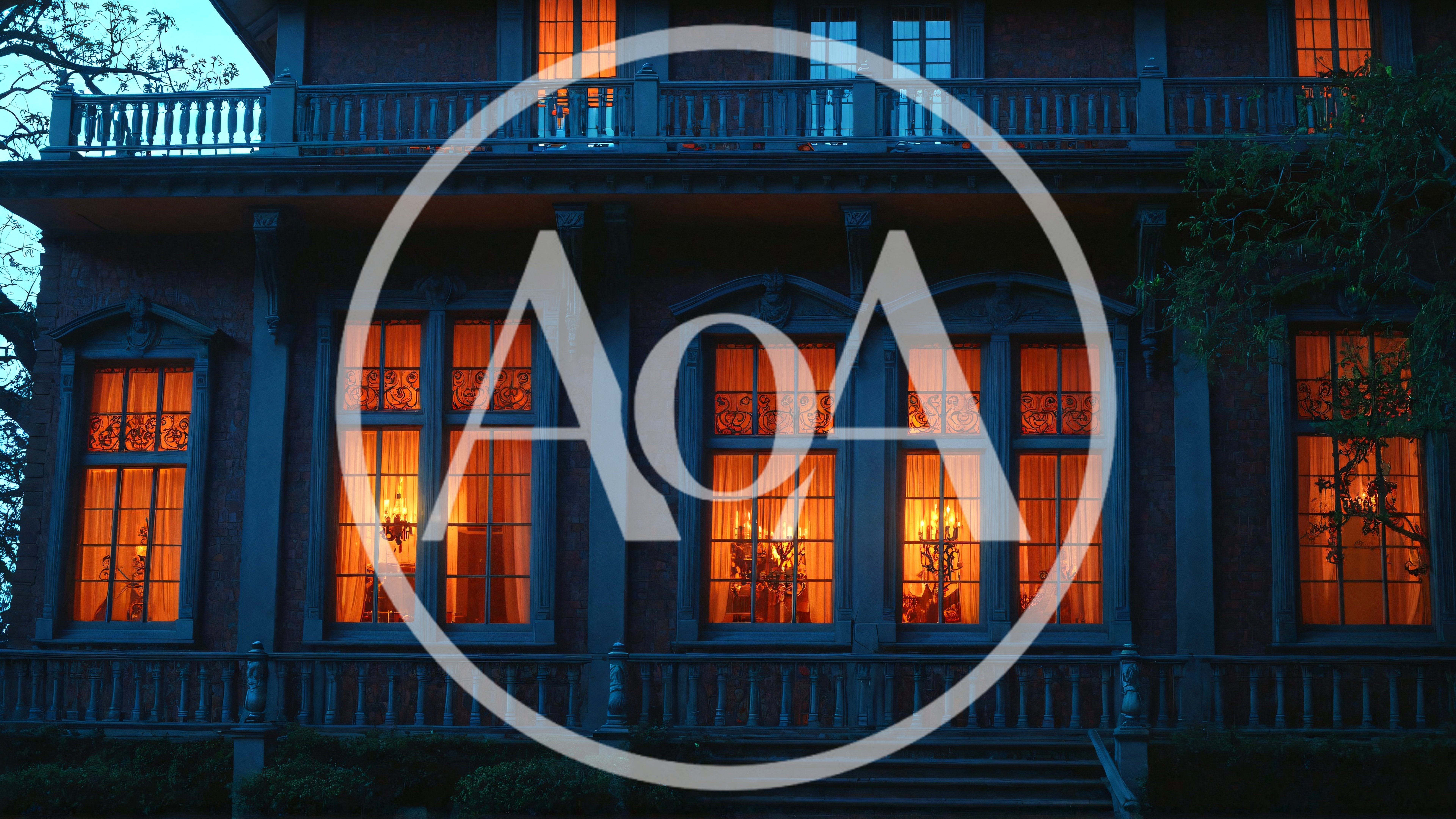 Exterior View Of A Historic Victorian Mansion At Night