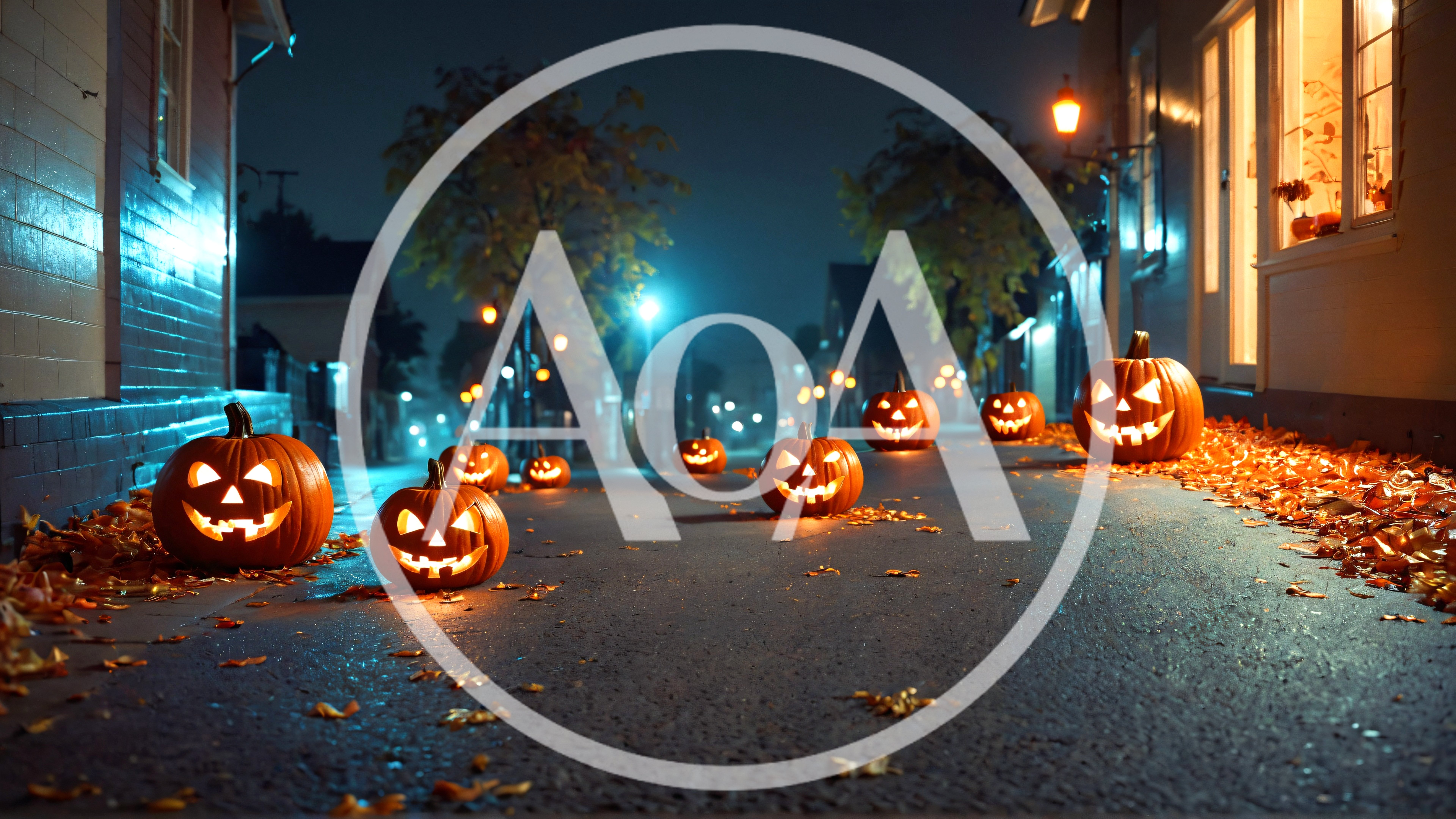 Jack O Lanterns Lining A Quiet Suburban Street