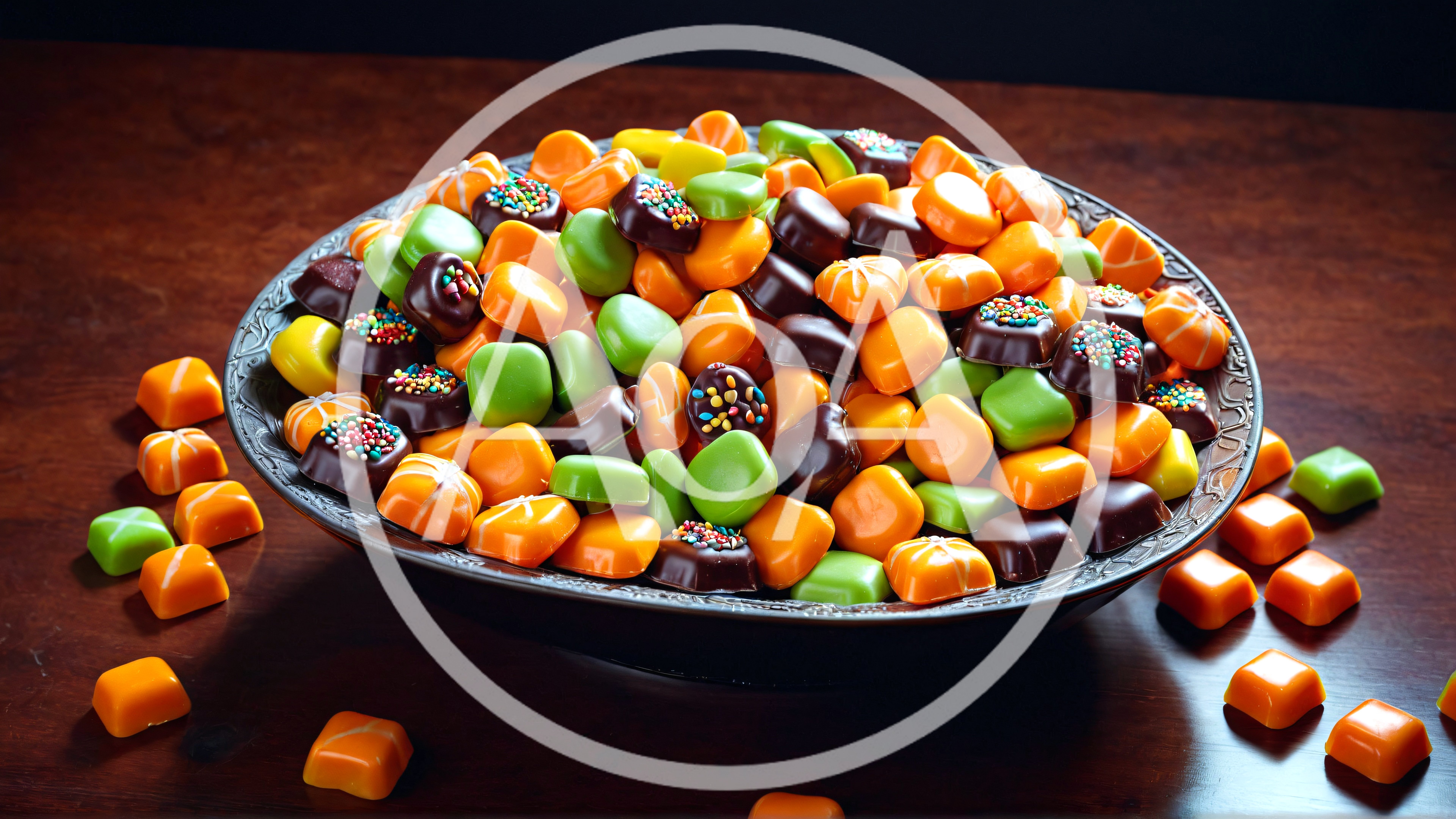 Bowl Of Assorted Colorful Halloween Candies