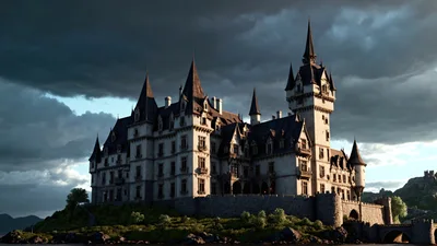 Majestic Medieval Castle On A Rocky Island