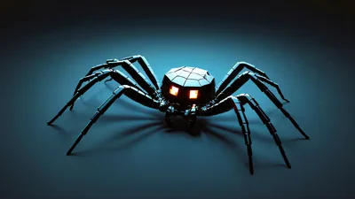 Mechanical Robotic Spider With Glowing Eyes