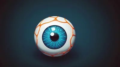 3D Rendered Human Eyeball With Glowing Orange Veins