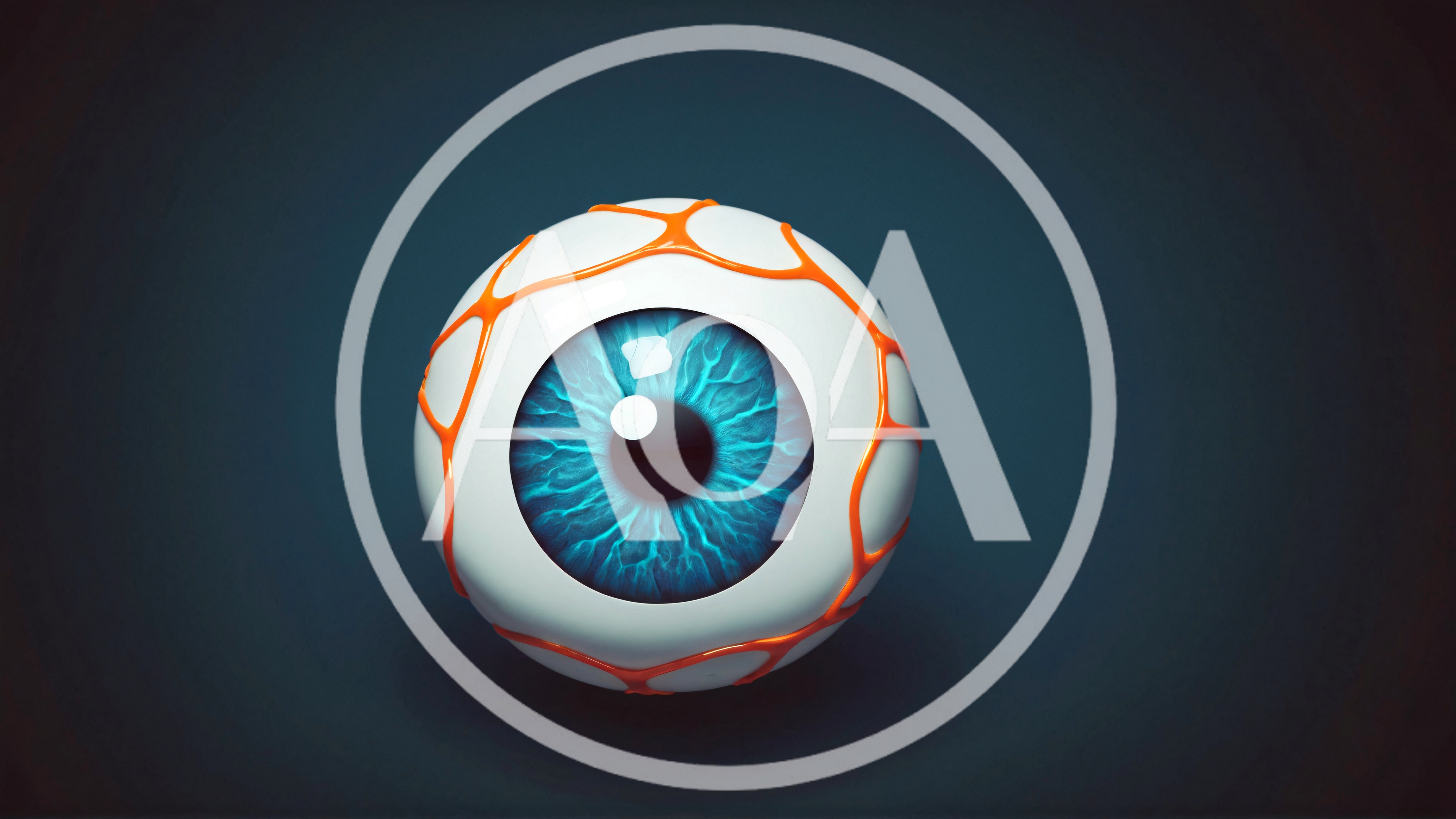 3D Rendered Human Eyeball With Glowing Orange Veins