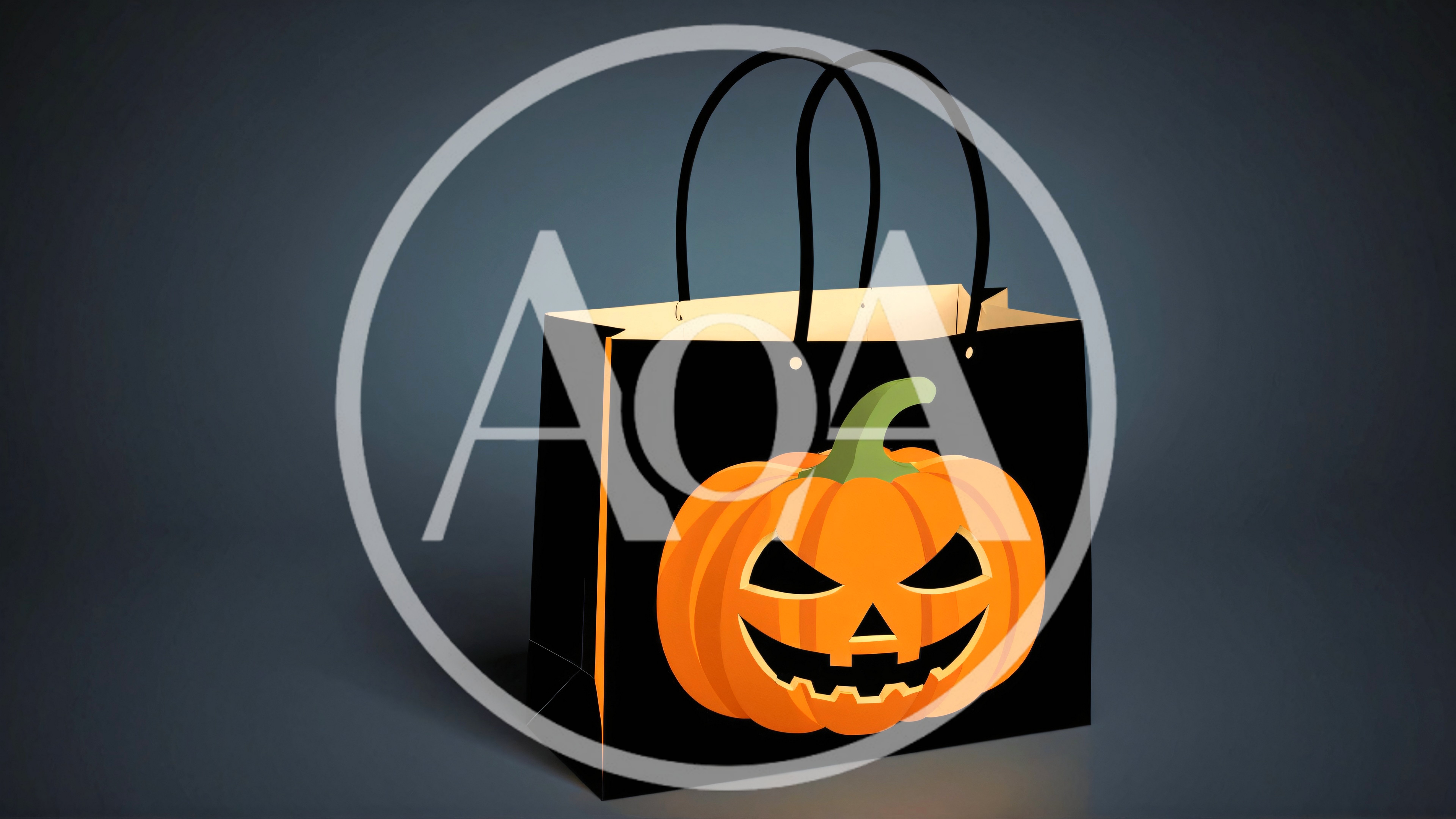 Black Halloween Gift Bag With Jack O Lantern Illustration
