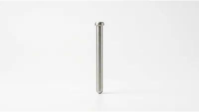 Single Stainless Steel Clevis Pin on White Background