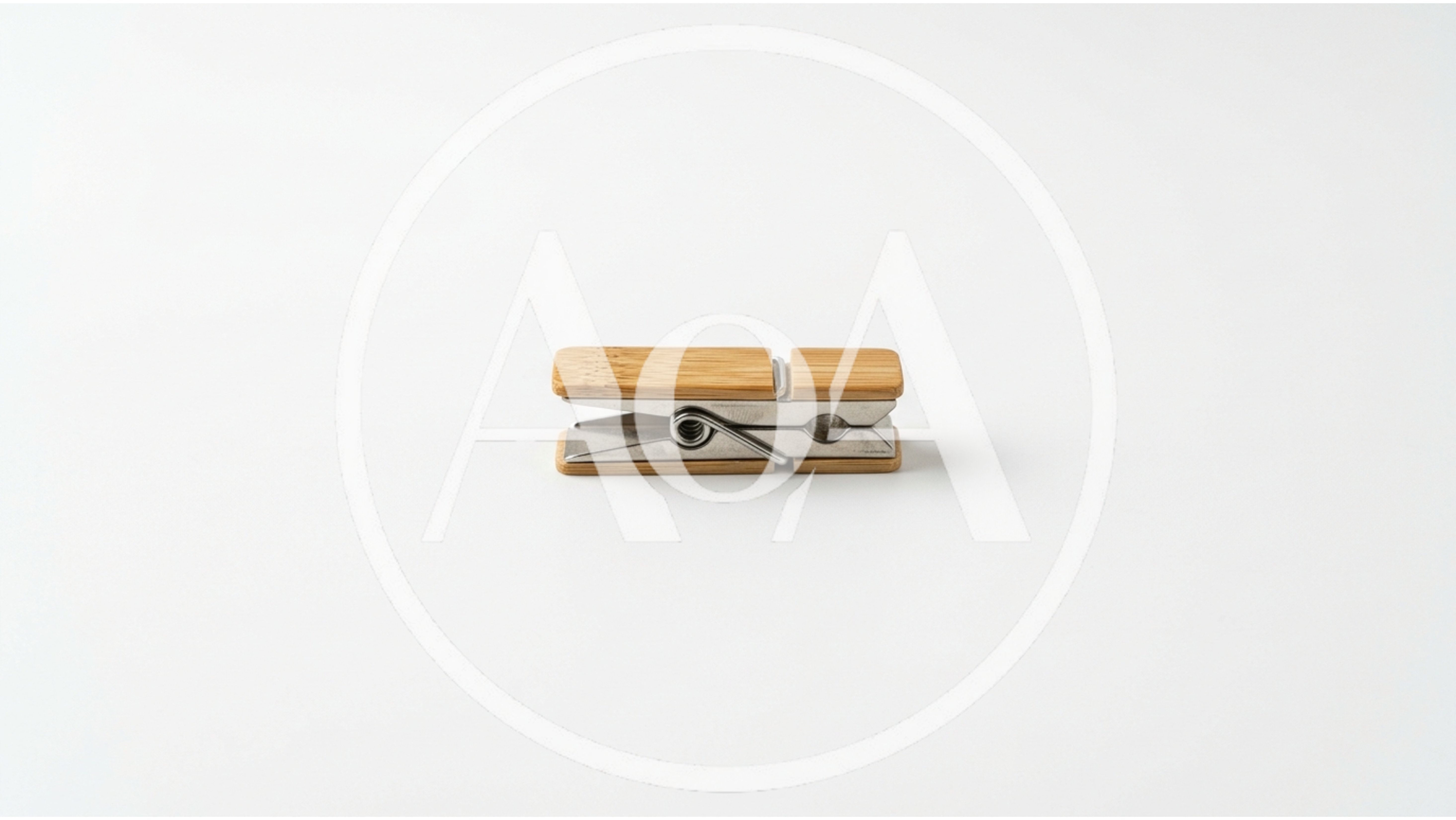 Wooden Clothespin With Metal Spring On White Background