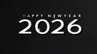 Happy New Year 2026 Text Animation With Gold Particles