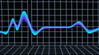 Neon Blue And Purple Audio Waveform On Grid Background