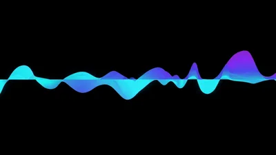 Abstract Neon Sound Wave Visualization On Black Background