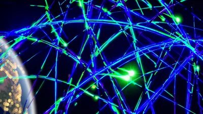 Digital Network Connections Orbiting Earth Globe