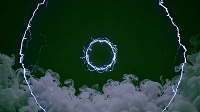 Electric Energy Ring Expanding Through White Smoke Clouds