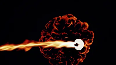 Fireball Explosion With Trailing Flame Stream