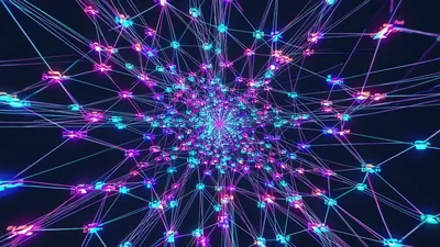 Digital Network Nodes Connecting In A Glowing Cyber Tunnel