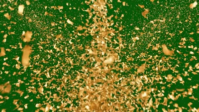 Golden Confetti Falling Down Against Green Screen Background