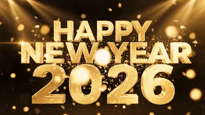 Golden Happy New Year 2026 Text Animation