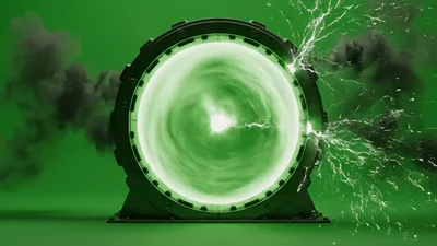 Sci-Fi Portal Device Generating Green Energy Vortex