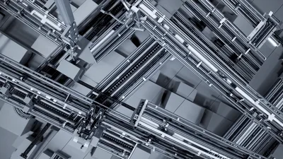 Automated Robotic Sorting System Moving Metal Cubes