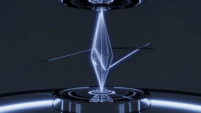 Futuristic Laser Energy Core Emitting Light Beams