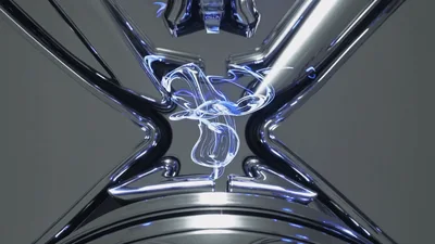 Abstract Glowing Energy Flowing Inside Chrome Hourglass