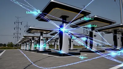 Electric Vehicle Charging Station With Digital Data Network Overlay