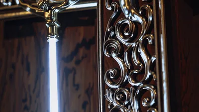Ornate Silver Crucifix Wall Decoration with Integrated Lighting