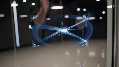 Futuristic Holographic Interface Manipulation In Modern Laboratory