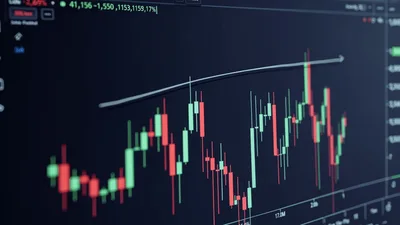Financial Stock Market Candlestick Chart Displaying Real Time Data