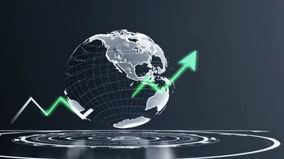 Digital Globe With Rising Financial Growth Arrow