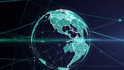 Digital Earth Globe Rotating With Global Network Connections