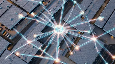 Digital Network Connectivity Over Industrial Warehouse Complex