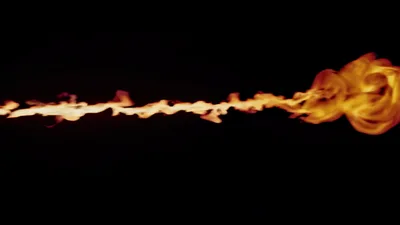 Horizontal Stream Of Fire Against Black Background