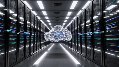 Digital Cloud Computing Concept In Data Center Server Room