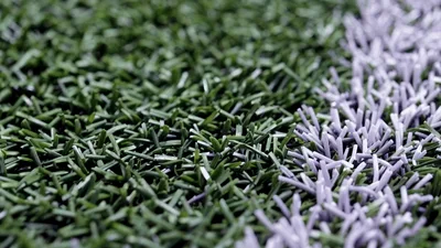 Close Up Of Artificial Grass Turf With White Line