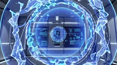 Futuristic Holographic Sphere Expanding In High Tech Laboratory