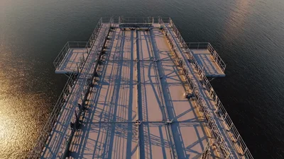 Aerial View Of A Floating Bridge Over Calm Water