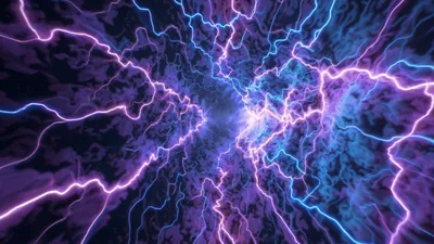 Abstract Tunnel Of Glowing Purple And Blue Lightning