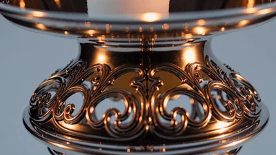 Ornate Silver Candle Holder Rotating Slowly