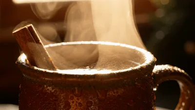Steaming Hot Mug With Cinnamon Stick