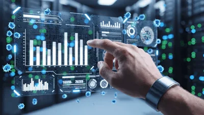 Futuristic Data Interface Analyzing Viral Particle Structure