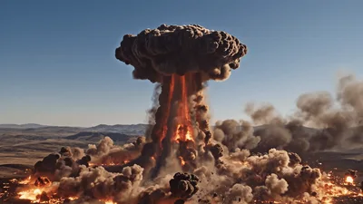 Massive Nuclear Explosion Creating A Giant Mushroom Cloud