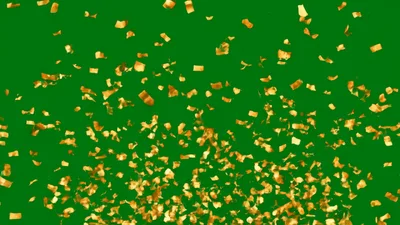 Golden Confetti Falling Down On Green Screen Background