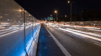 Nighttime Highway Traffic With Long Exposure Light Trails
