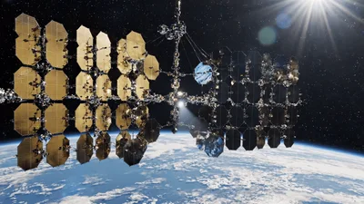 Modular Space Station Solar Array Deployment In Orbit